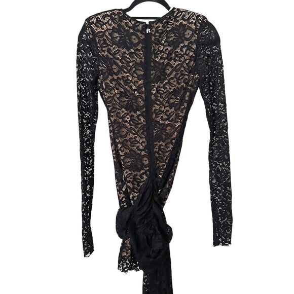 ROTATE BY BIRGER CHRISTENSEN Lace Mini Bow Tie Dress Black Sz 6 - Picture 4 of 7